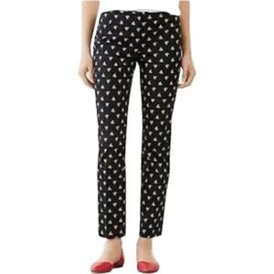 J. Jill Women Preppy Black White Paisley Heart Cropped Ankle Pants Size 8P EUC